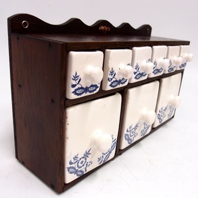 Schüttenschrank Holz braun Keramik Schütte Landhaus Küchenschrank Regal